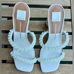 Dolce Vita Pearl Noel Heel Sandals Size 9 Vanilla NEW
